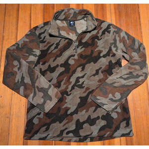 Starter Camo Jacket Mens Fleece Medium M Long Sleeve 1/4 Zip Vintage